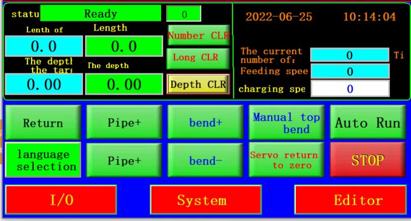 Interface of the greenhouse bending machine show Interface of the greenhouse bending machine show